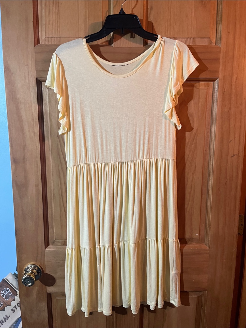 Women’s ' Light Yellow Ruffle Sleeve Tiered Dress